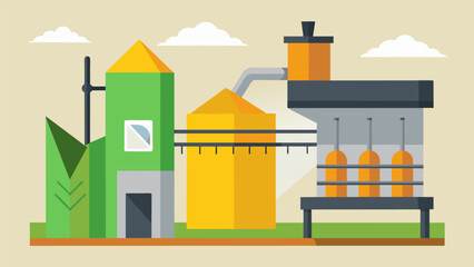 Obraz premium An industrial dryer used to dry and grind corn into a fine powder before its made into ethanol.. Vector illustration