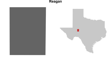 Reagan County (Texas) blank outline map set