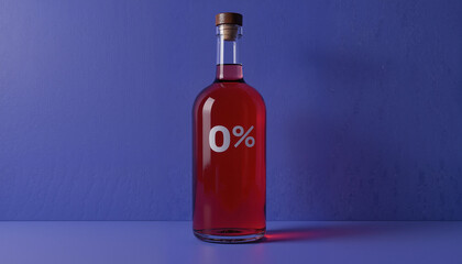Zero percent alcohol drink bottle photo for alcohol abstinence blogs, health websites, sobriety education, prevention campaigns and lifestyle presentations