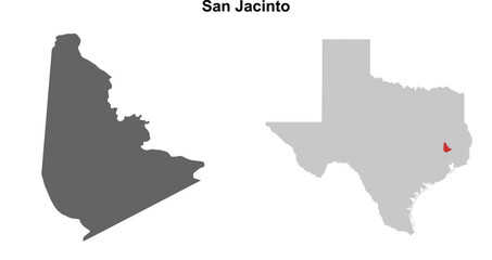 San Jacinto County (Texas) blank outline map set
