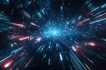 Fototapeta premium city at night highways light streaks urban energy view