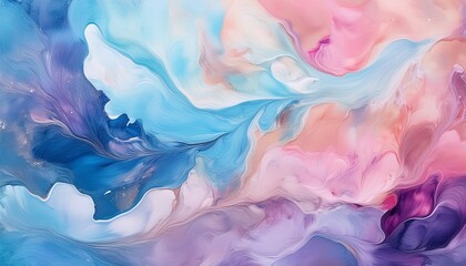 Fototapeta premium Acrylic paint blend in soft pastels – hand-painted background effect with beautiful, delicate textures, perfect for creative designs