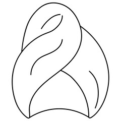 Hair turban. Terry headdress for drying hair after shower. Sketch. Vector illustration. Outline on isolated white background. Doodle style. Soft hat made of folded towel. Coloring for kids. 