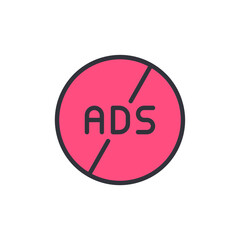 Ad blocker colored icons, minimalist vector illustration ,simple transparent graphic element .Isolated on white background