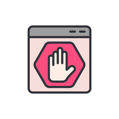 Obraz premium Ad blocker colored icons, minimalist vector illustration ,simple transparent graphic element .Isolated on white background