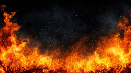 Fototapeta premium Inferno: Fiery Blaze, Burning Embers, Orange and Black Background