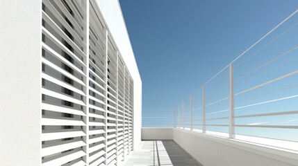 Fototapeta premium Green office building with solar shading, high-performance insulation, and passive ventilation system
