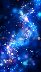 Obraz premium Glowing blue spiral with bokeh lights on dark background