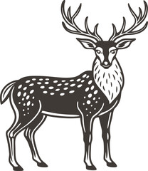 Fototapeta premium majestic deer silhouette with antlers wildlife illustration, elegant animal drawing, nature inspired