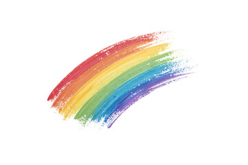 Painted Rainbow – A sweeping, textured brushstroke of vivid rainbow hues arcs across the frame, its rough edges fading into a soft, artistic blur, isolated on a transparent background