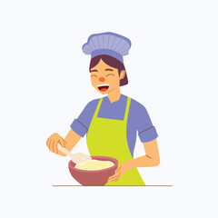 woman cooking and bake some cake