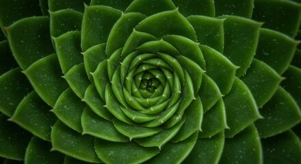 Naklejka premium Detailed Close-up of Vibrant Green Succulent Plant with Spiraling Leaves