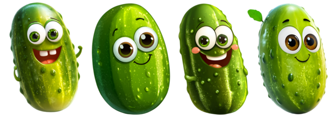 Funny cartoon pickle with cute expression and smile