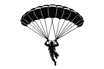 vector silhouette of skydiver background