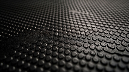Abstract black textured surface with circular pattern design up art dots dark macro style close image