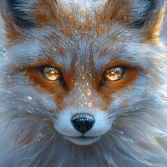 Obraz premium Crystal Fox with Reflective Fur and Glowing Gem-like Eyes