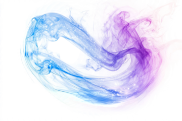 A soft, enchanting aura of blue and purple magical energy, swirling with light and sparkles, on a white background