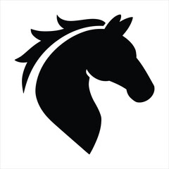 Black Horse Head Silhouette Vector Icon – Minimalist Equine Logo Illustration