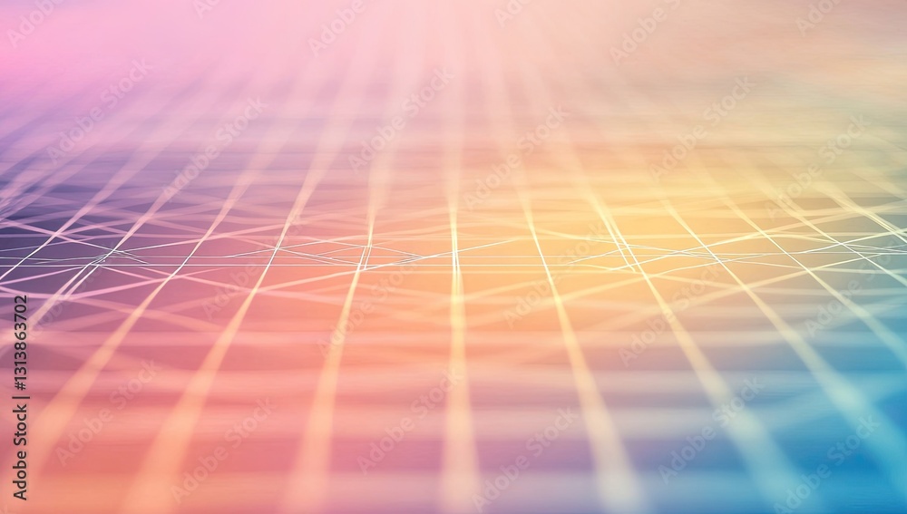 Poster abstract network grid, colorful gradient perspective