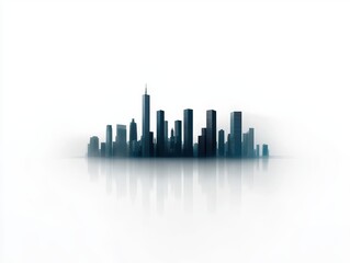 Mystical metropolis, skyscrapers vanishing into the foggy embrace of a city skyline