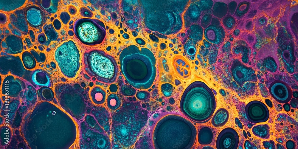 Wall mural abstract colorful pattern with circular shapes and vibrant swirls
