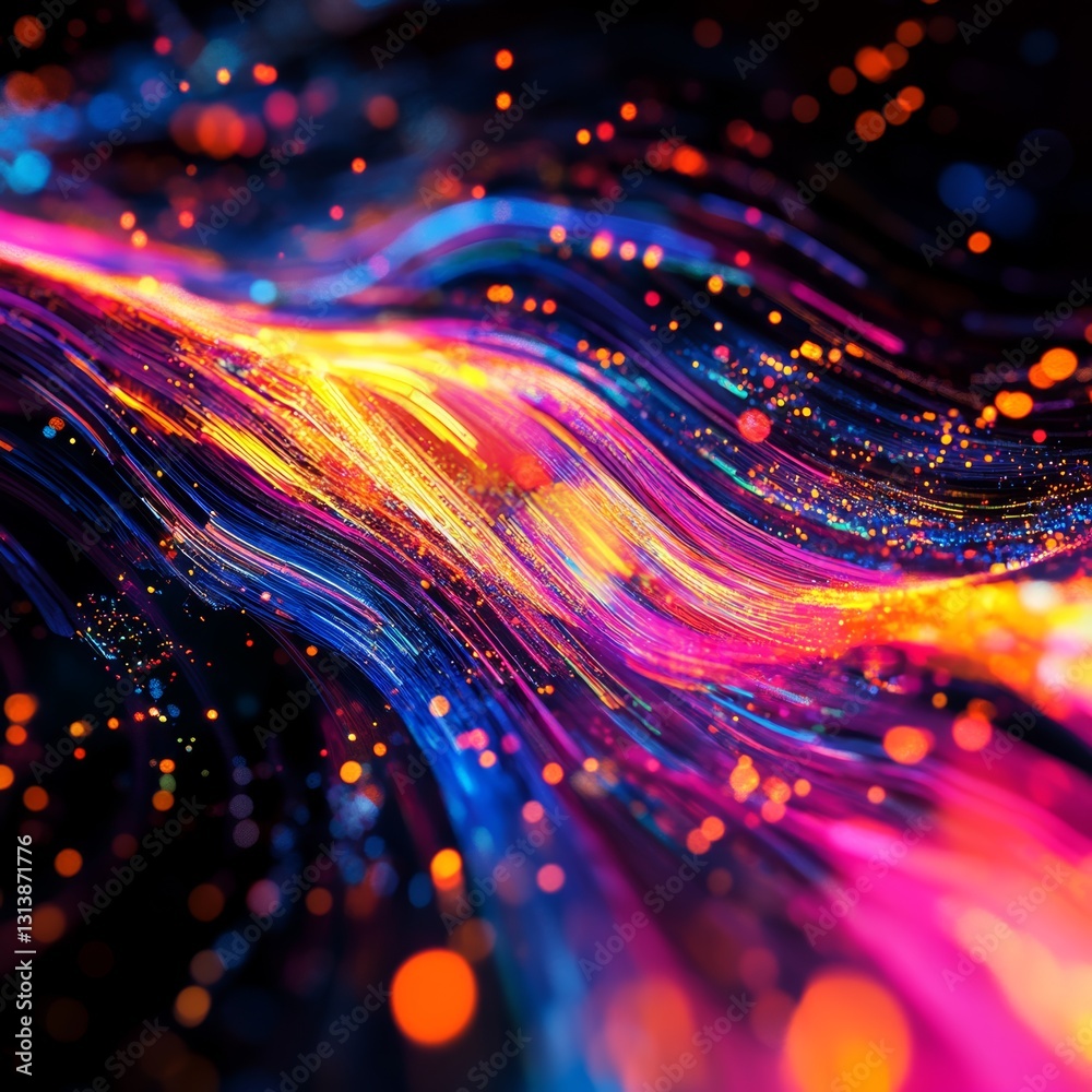Canvas Prints this captivating image showcases vibrant waves of light and color flowing through digital space, evo