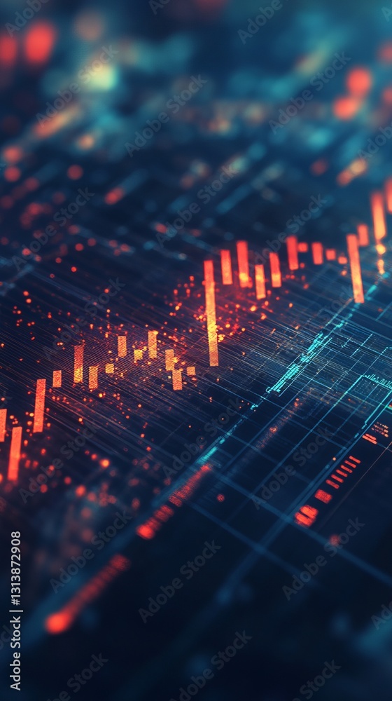 Poster visualizing digital trends and data insights with dynamic tech graphs