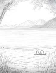 Obraz premium Print this playful coloring page showing monkeys and a coconut tree on standard 8.5x11 inch paper