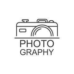 Camera icon in flat style. Photography text vector illustration on isolated background. Photo sign business concept.