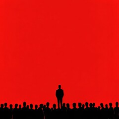 Colorful silhouette pf person standing in monochrome crowd of different people,surreal unique and different concept,loneliness in society,shadow,freedom,Love,be yourself,Stand out from the crowd.