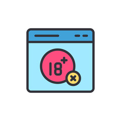 Adult website colored icons, minimalist vector illustration ,simple transparent graphic element .Isolated on white background