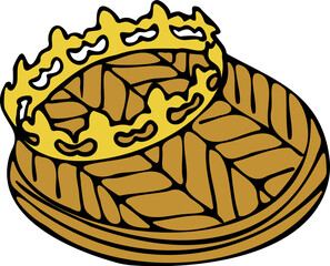 Illustration d'une Galette des Rois Frangipane Gastronomie Français Spécialité de France Clipart Dessiné à la Main