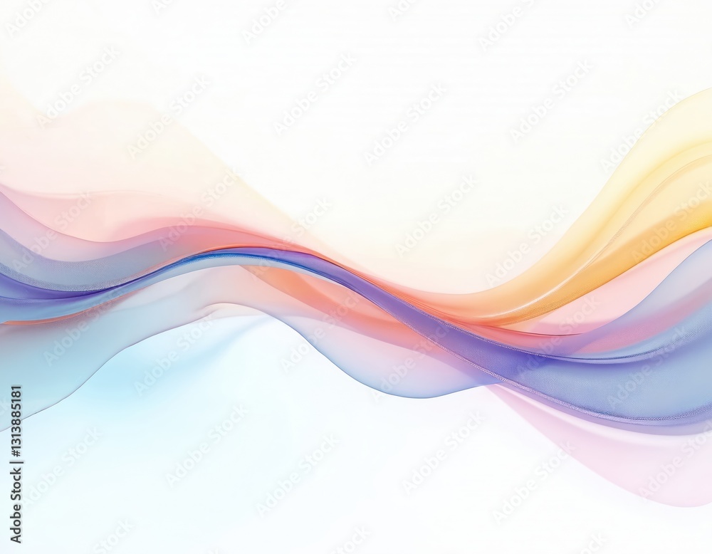 Poster Abstract gradient on transparent background features dynamic wave design element. Smooth curve, blurred motion effect. Flowing liquid, fluid, glowing neon light. Modern design element in blue pink