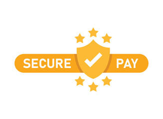 100% secure pay icon in flat style. Privacy guarantee vector illustration on isolated background. Safety risk sign business concept.