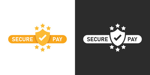 Fototapeta premium 100% secure pay icon in flat style. Privacy guarantee vector illustration on isolated background. Safety risk sign business concept.