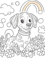 Fototapeta premium kids can color a dog and rainbow on this page designed to print on standard 8.5x11 inch paper