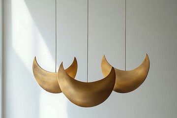 Golden Crescent Chandelier: Modern Art Lighting