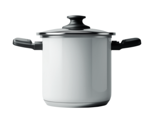 White pressure cooker with lid against a white or transparent background, pressure cooker png image