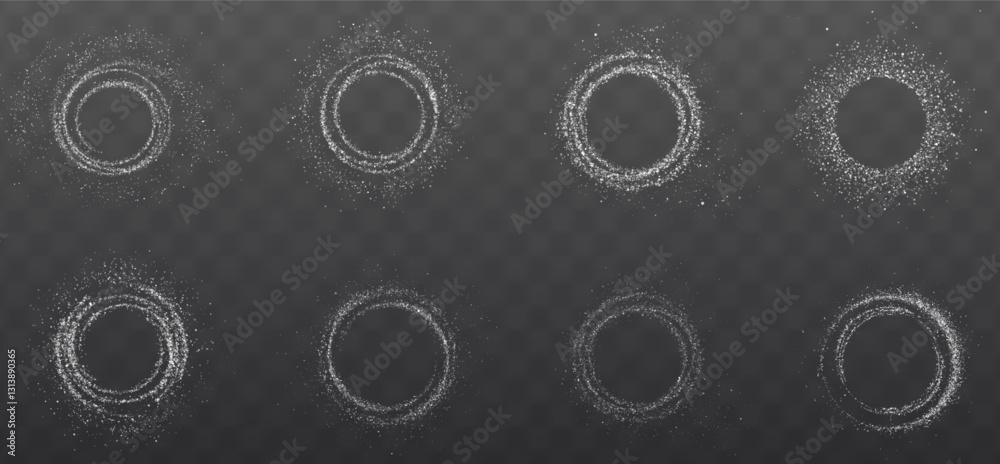 Aufkleber lowing white circle with sparkling light effects and a shimmering dust trail. perfect for luxury des