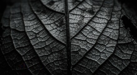 Obraz premium Detailed Leaf Vein Macro Shot Showing Intricate Texture and Structure