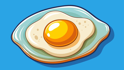 One fried egg isolated on transparent background, top view