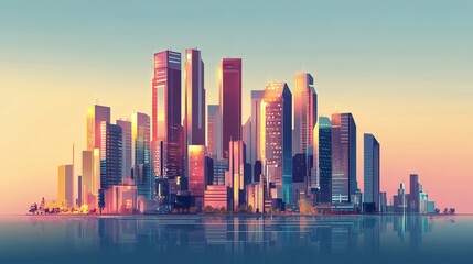 Obraz premium Conceptual Smart City Abstract Representation in Vibrant Colors