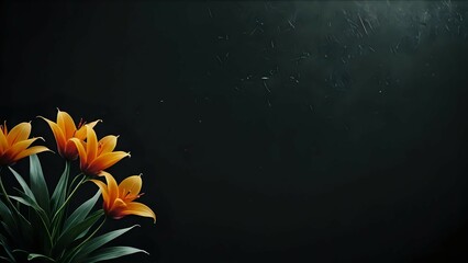 Elegant orange lilies against a dark background, perfect for sympathy cards, or minimalist designs.