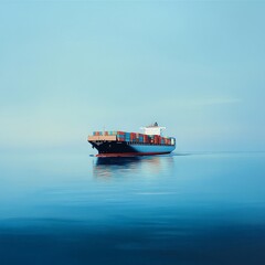 Fototapeta premium Large Container Ship on Calm Blue Waters
