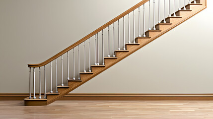 Elegant Wooden Staircase With Silver Railings In A Bright Interior With Polished Wood Floors