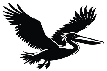 Obraz premium Silhouette bird pelican on a white background