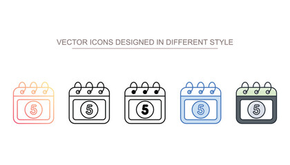 Calander 5 icon design with white background stock illustration
