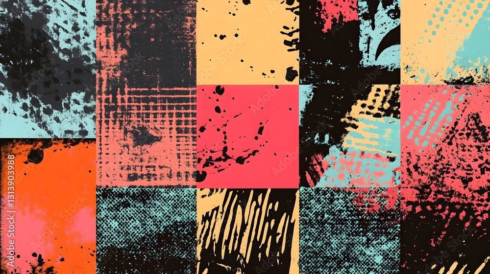 Aufkleber Vibrant Abstract Grunge Textures and Patterns in Diverse Colorful Designs