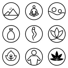 Wellness Silhouette Icon Set Vector Art Illustration. health care logo. 
