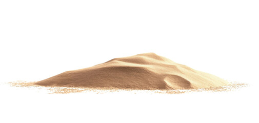 beige sand pile isolated on white background